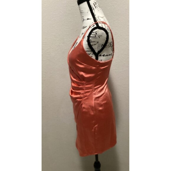 Forever 21 Coral Satin Wrap Dress With Spaghetti Straps Size S - Picture 4 of 6